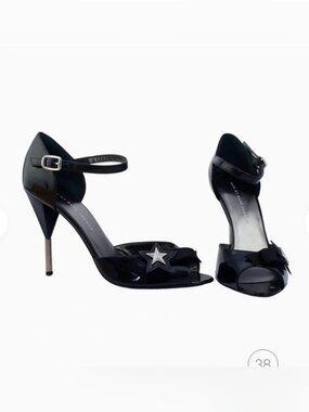 Womens Marc By Marc Jacobs Black Patent Leather Ribbon Star Heels 37.5 US/7.5
